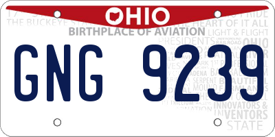OH license plate GNG9239