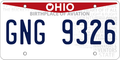 OH license plate GNG9326