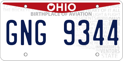 OH license plate GNG9344