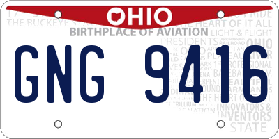 OH license plate GNG9416
