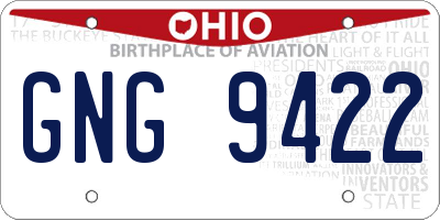 OH license plate GNG9422
