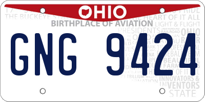 OH license plate GNG9424