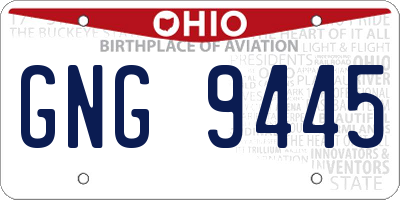 OH license plate GNG9445