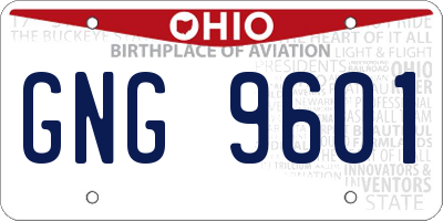 OH license plate GNG9601