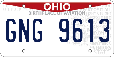 OH license plate GNG9613