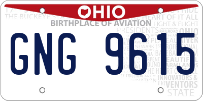 OH license plate GNG9615