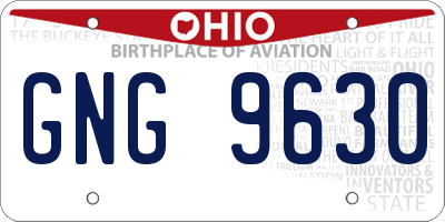 OH license plate GNG9630