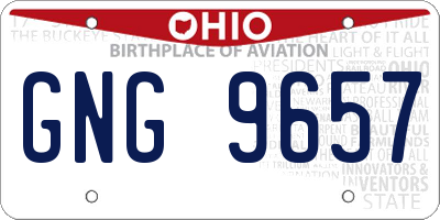 OH license plate GNG9657