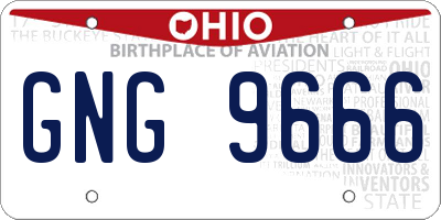 OH license plate GNG9666