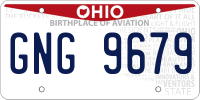 OH license plate GNG9679