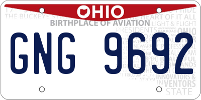 OH license plate GNG9692