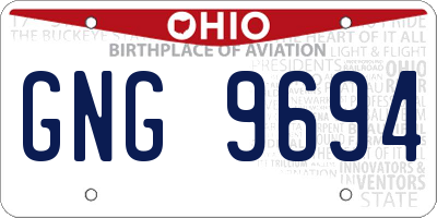 OH license plate GNG9694