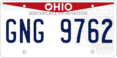 OH license plate GNG9762