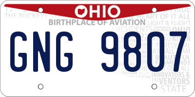 OH license plate GNG9807