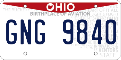OH license plate GNG9840