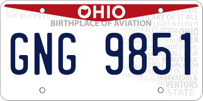 OH license plate GNG9851