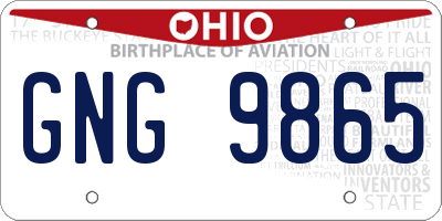 OH license plate GNG9865