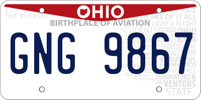 OH license plate GNG9867