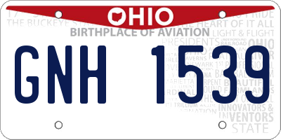 OH license plate GNH1539