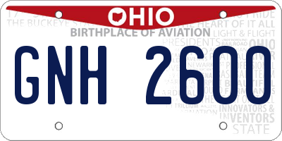 OH license plate GNH2600
