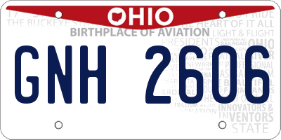 OH license plate GNH2606
