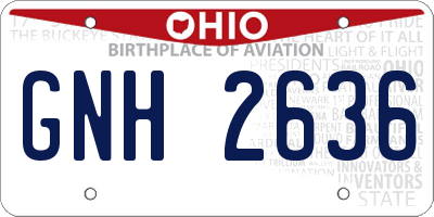 OH license plate GNH2636