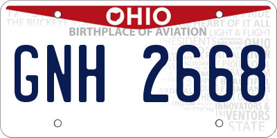 OH license plate GNH2668