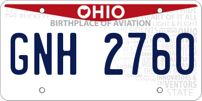 OH license plate GNH2760