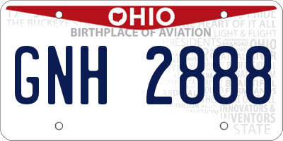 OH license plate GNH2888
