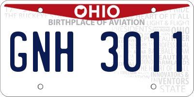 OH license plate GNH3011