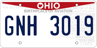 OH license plate GNH3019