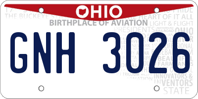 OH license plate GNH3026