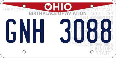 OH license plate GNH3088