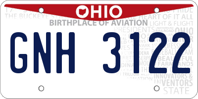 OH license plate GNH3122