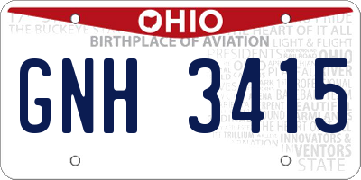 OH license plate GNH3415
