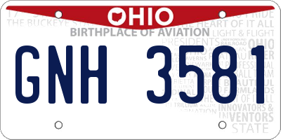 OH license plate GNH3581