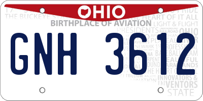 OH license plate GNH3612