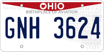 OH license plate GNH3624