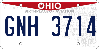 OH license plate GNH3714