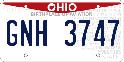 OH license plate GNH3747