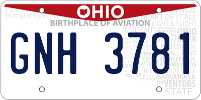 OH license plate GNH3781