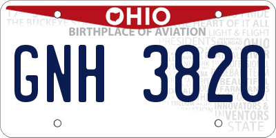 OH license plate GNH3820