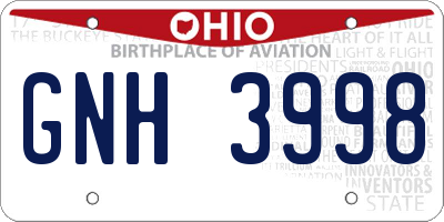 OH license plate GNH3998