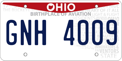 OH license plate GNH4009
