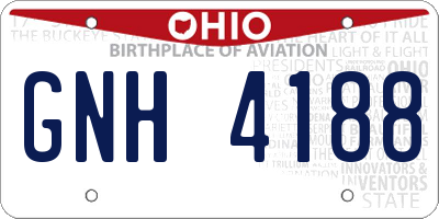 OH license plate GNH4188