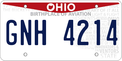 OH license plate GNH4214