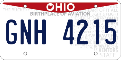 OH license plate GNH4215