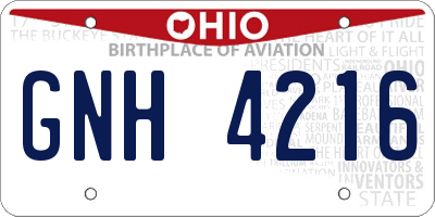 OH license plate GNH4216