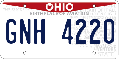 OH license plate GNH4220