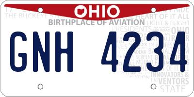 OH license plate GNH4234